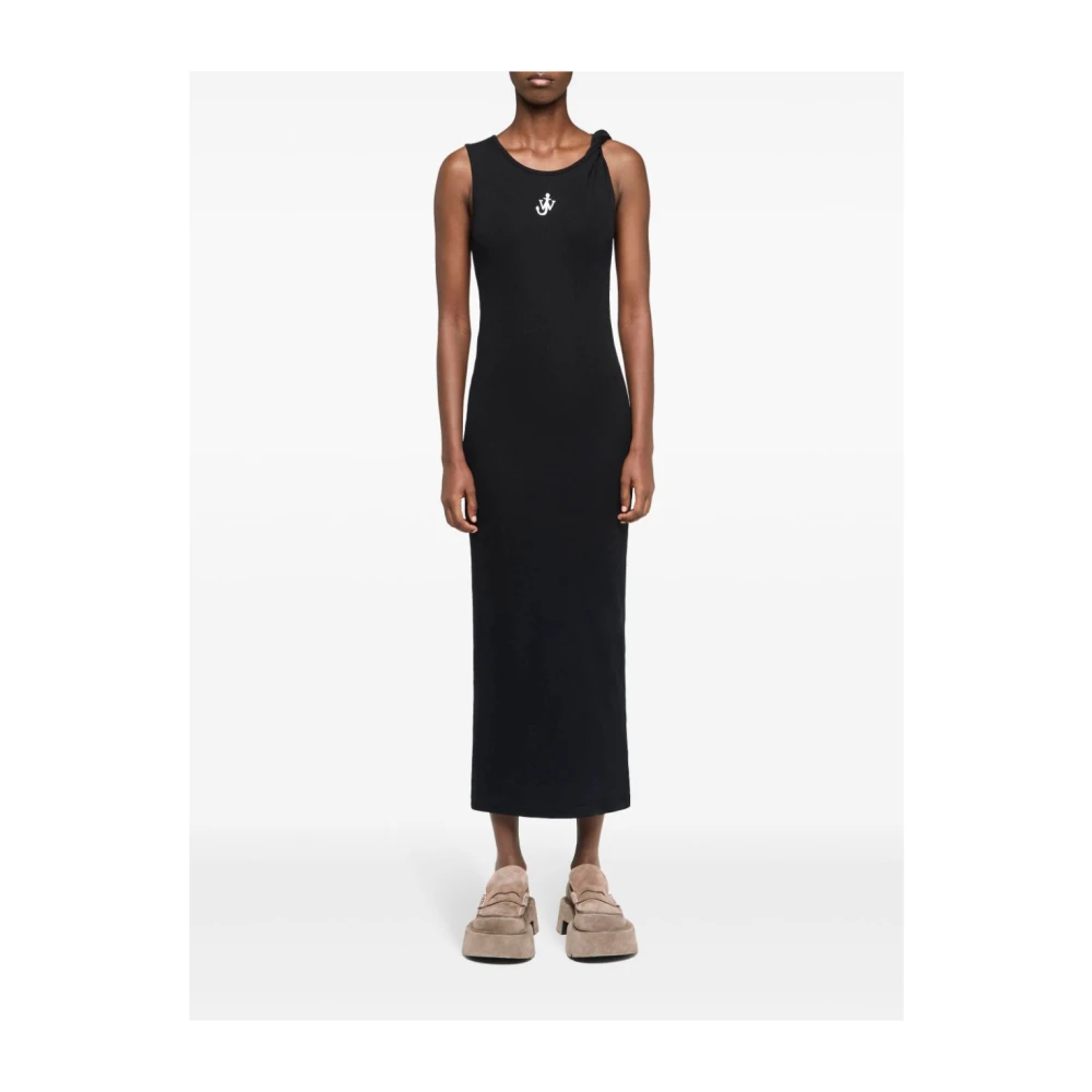 JW Anderson Zwart Geborduurd Logo Jurk Black Dames