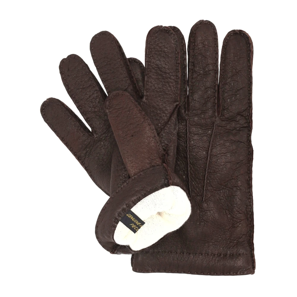 Restelli Guanti Bruine Cashmere Gevoerde Pecari Handschoenen Brown Unisex
