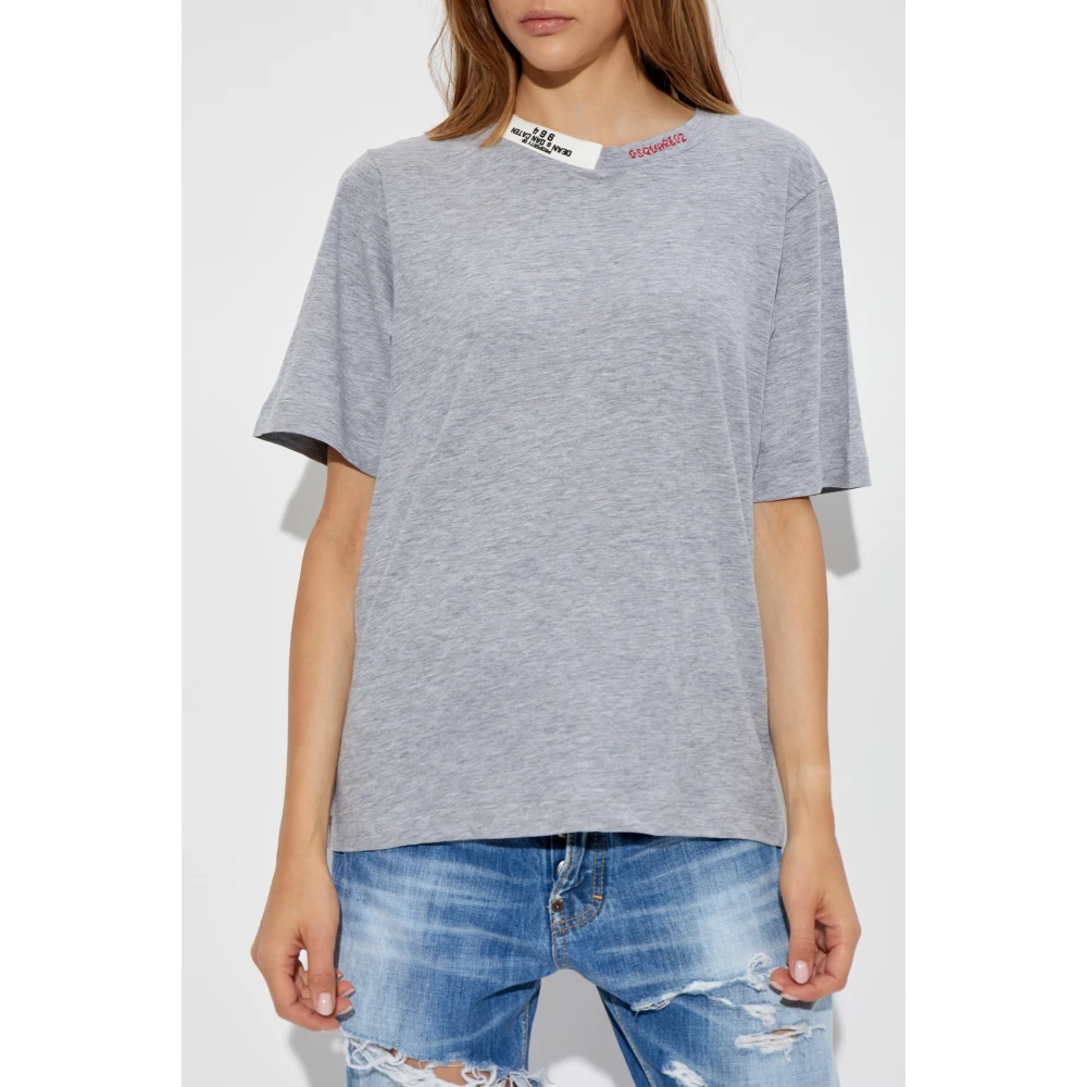Dsquared2 T-shirt met logo Gray Dames