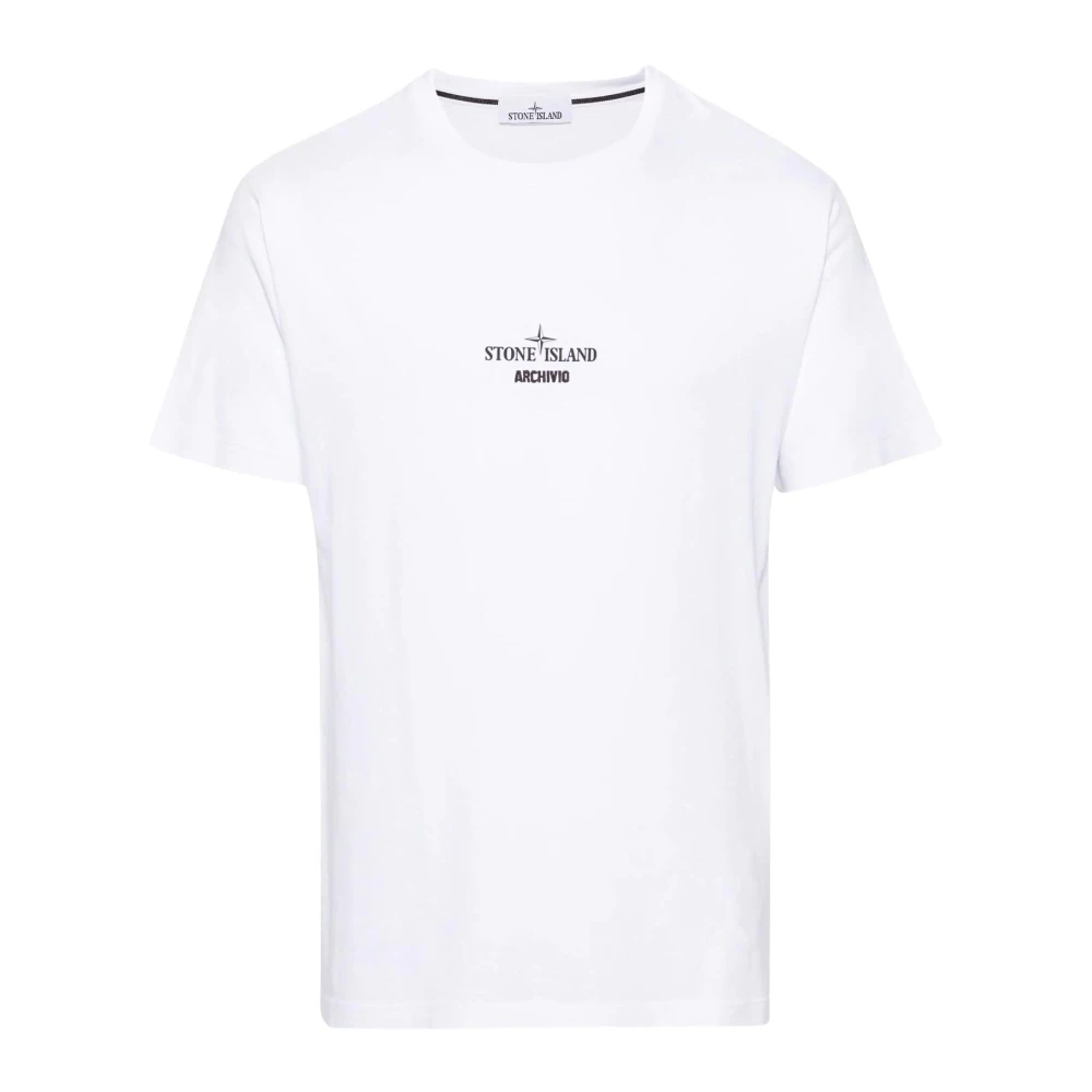 Stone Island Grafische Logo T-shirt Wit White Heren