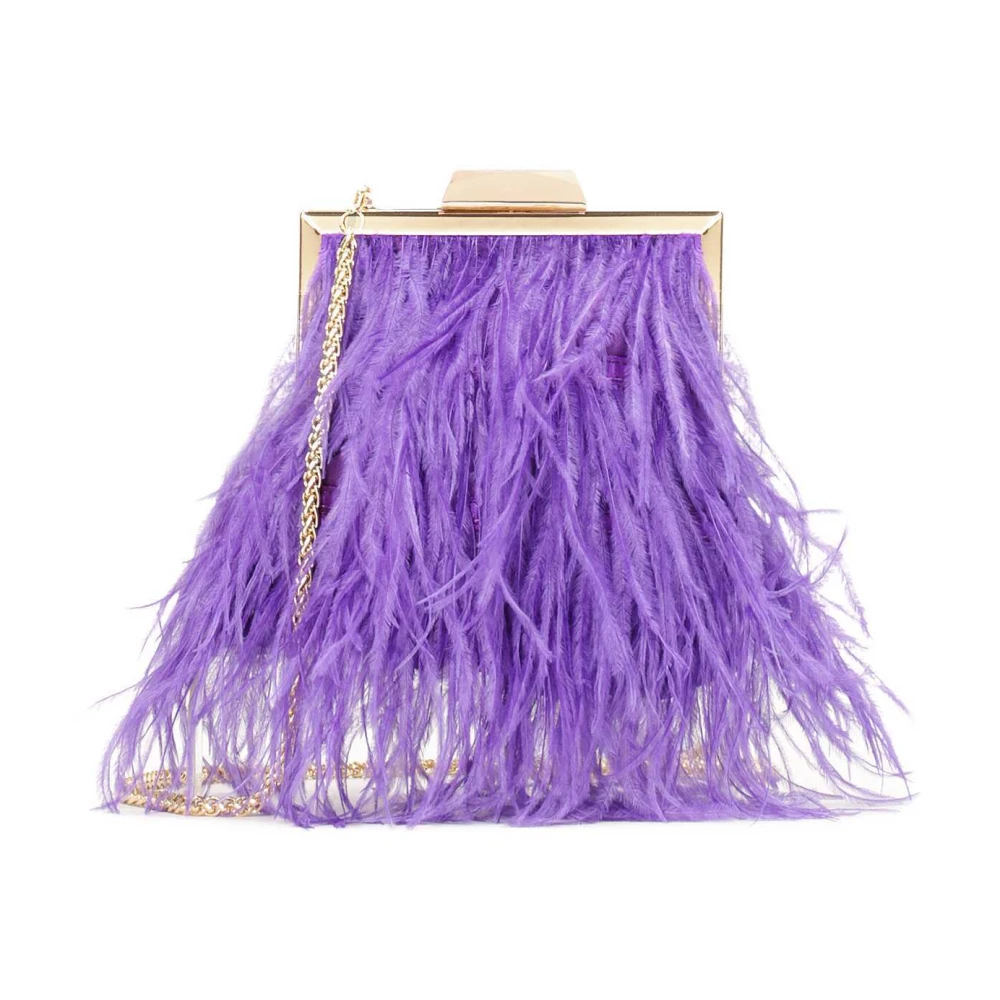 Kazar Paarse handtas met veren Purple Dames