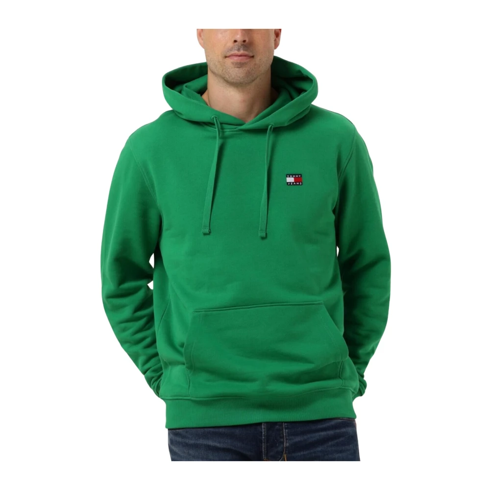 Tommy Jeans Groene Badge Hoodie voor Mannen Green Heren