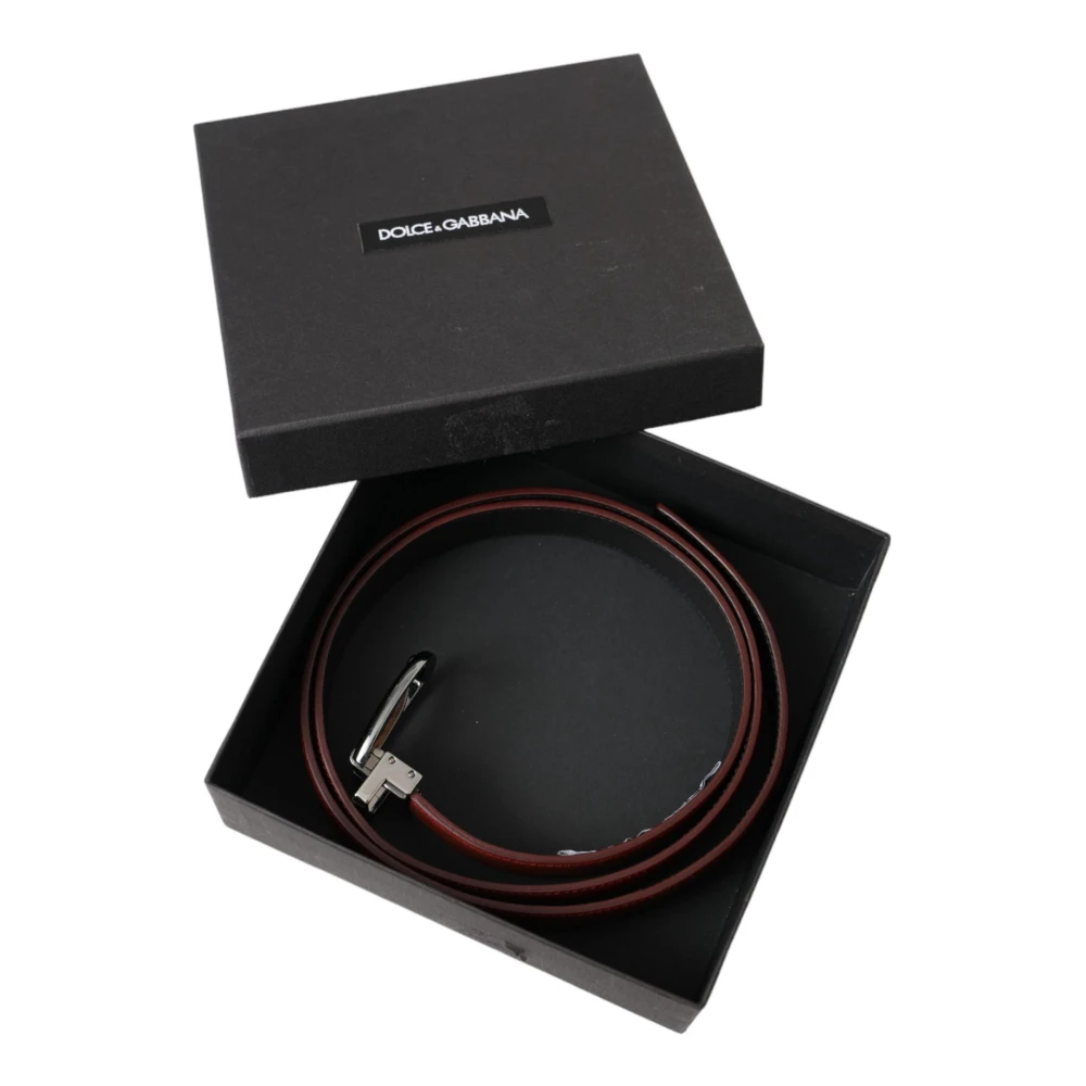 Dolce & Gabbana Bruin Leren Riem Metalen Gesp Brown Heren