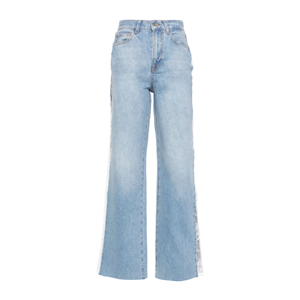 Liu Jo Blauwe High-Waisted Straight Lace Jeans Blue Dames