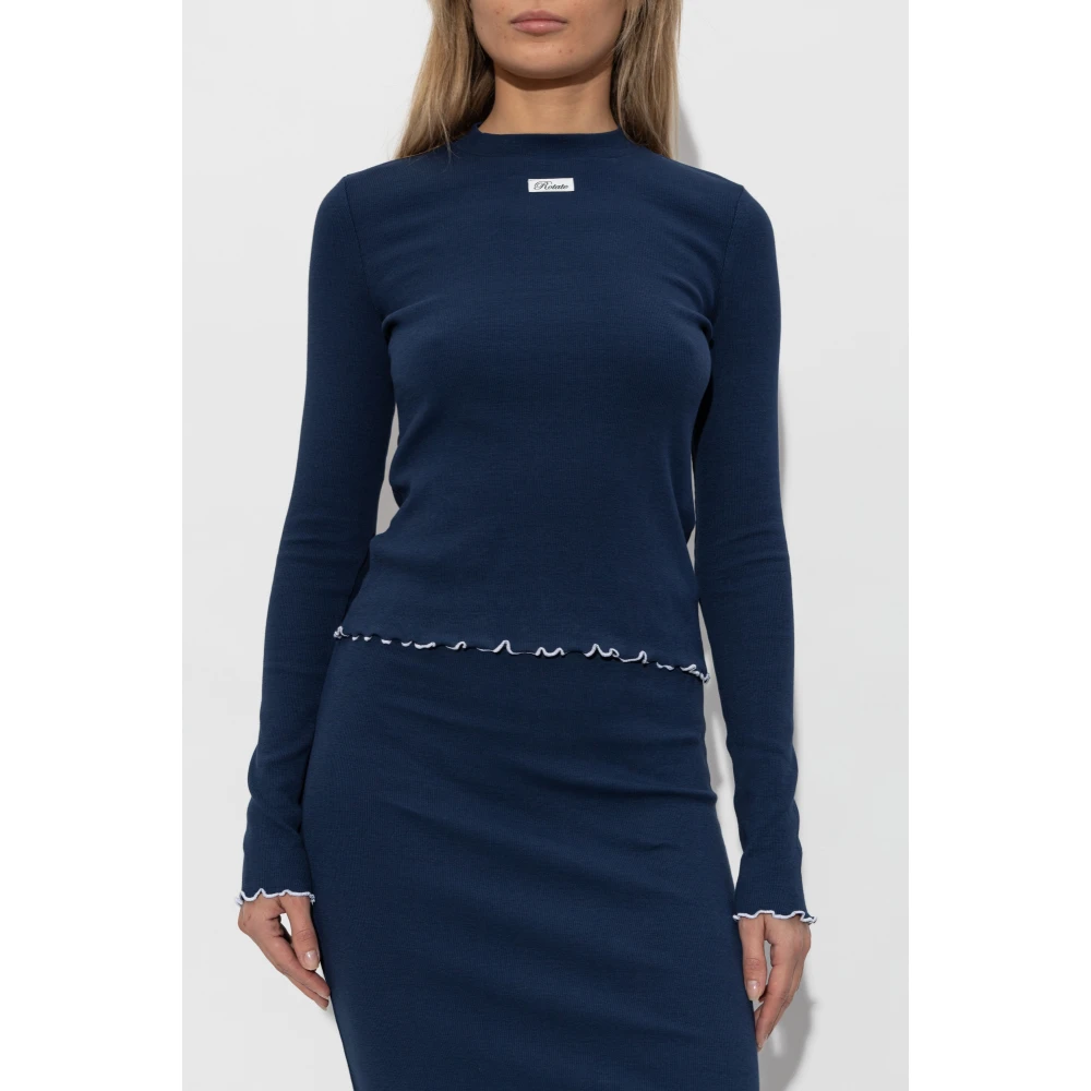 Rotate Birger Christensen Geribbelde Top Blue Dames