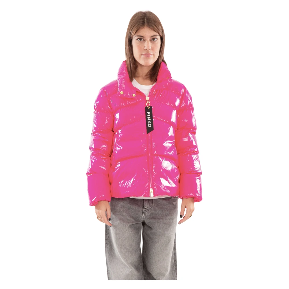 Pinko Mirko Crystal Nylon Jas Pink Dames