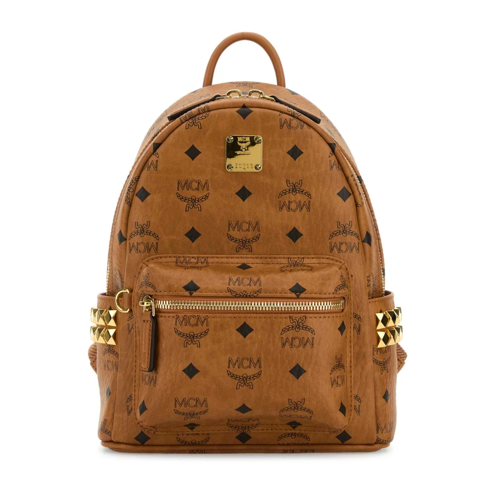 Mcm Brown Backpacks, Female, One Size, Canvas Mini Stark Backpack