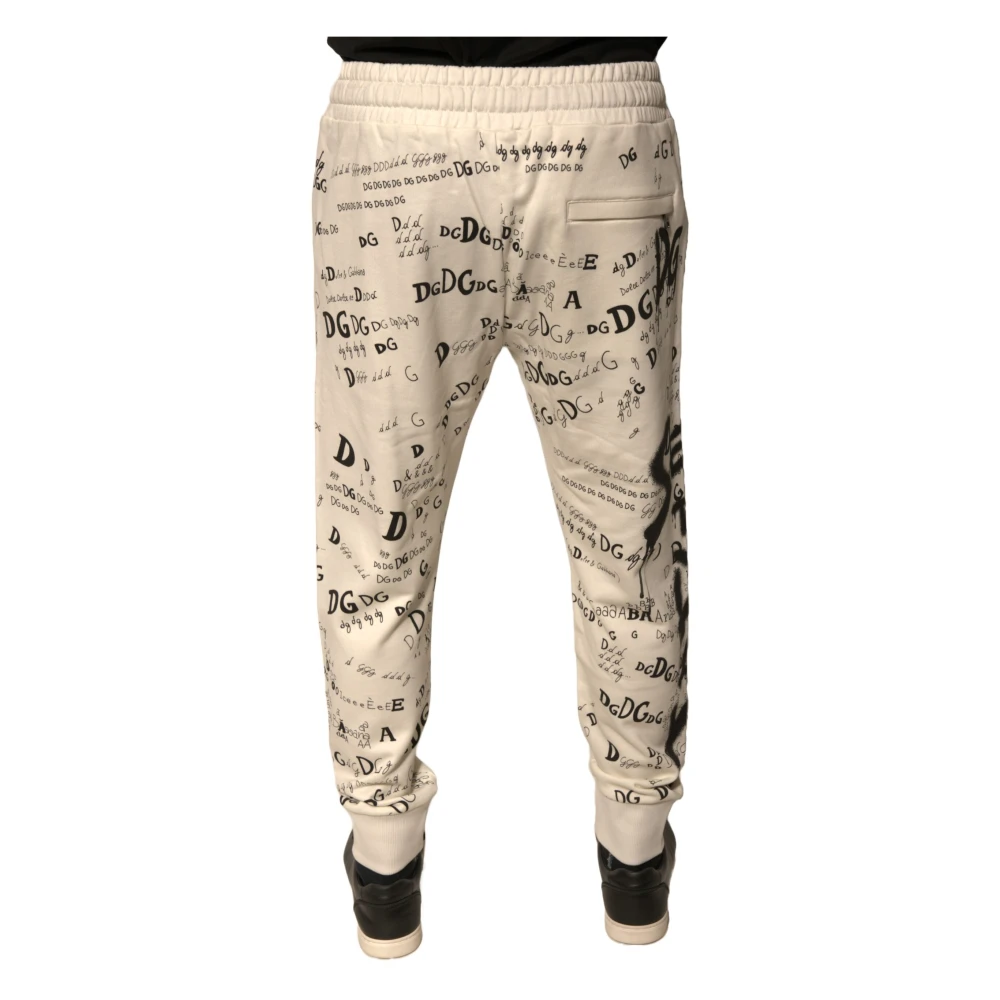 Dolce & Gabbana Logo Detail Katoenen Jogger Sweatpants Beige Heren