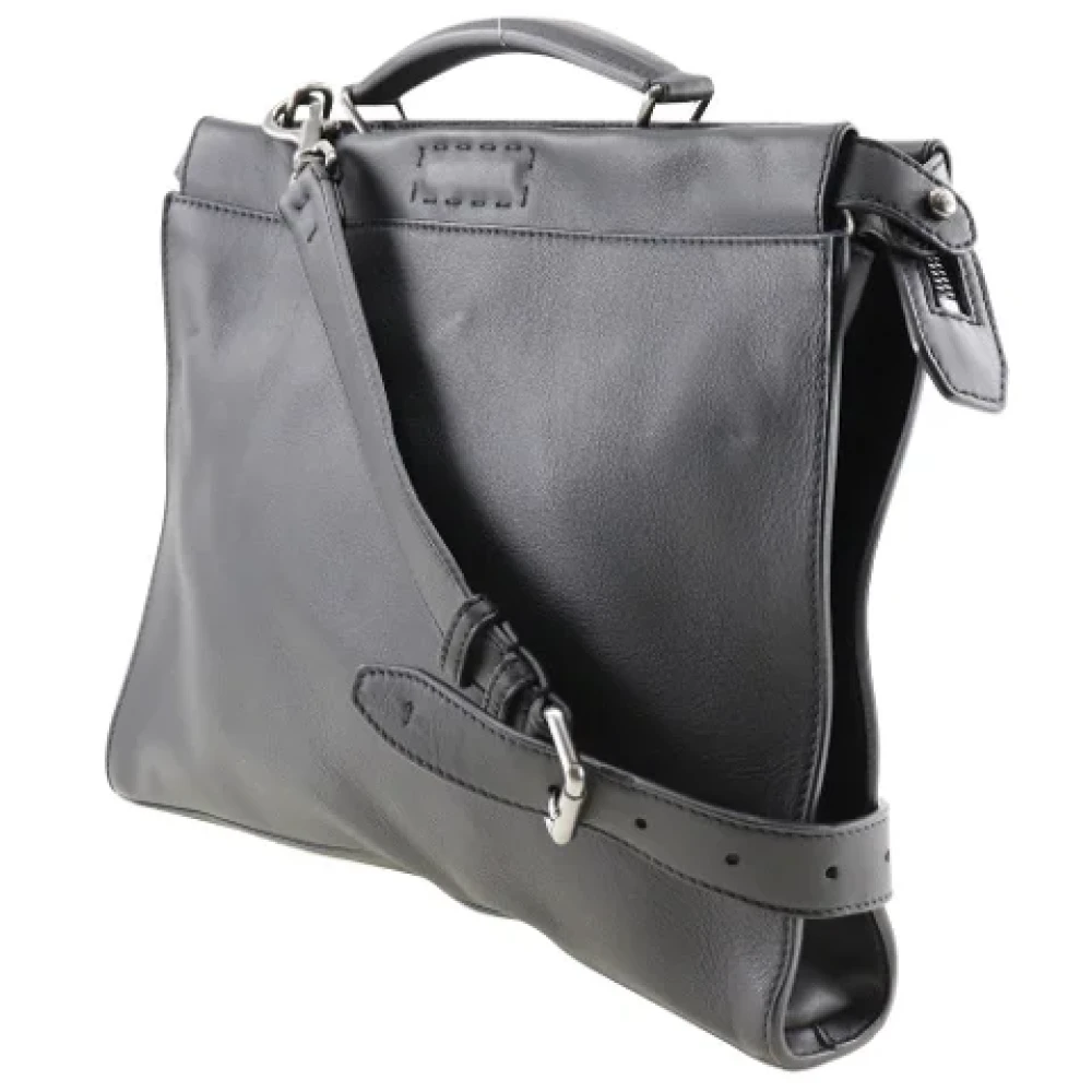Fendi Vintage Pre-owned Leather briefcases Black Dames