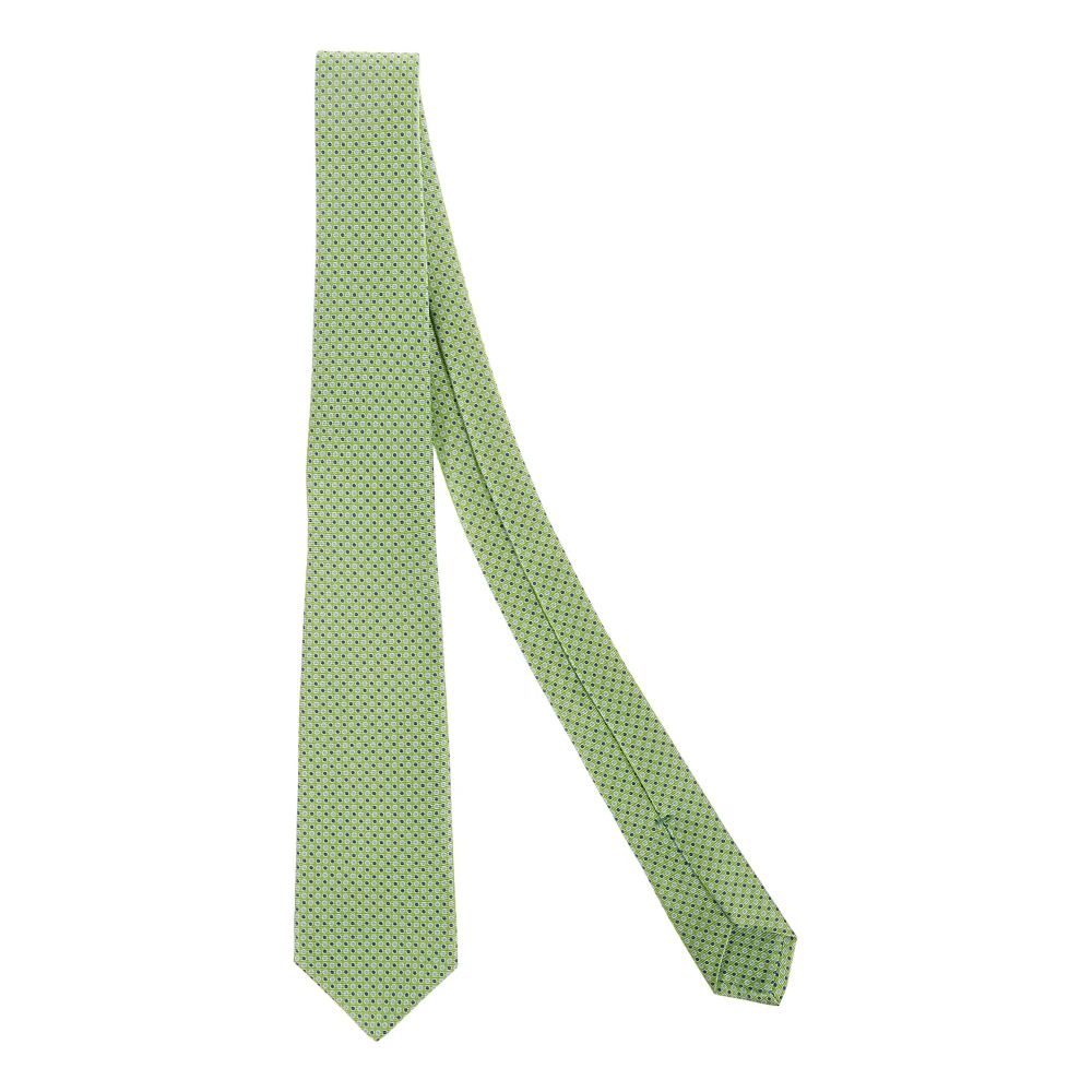 Kiton Groen gestippelde zijden stropdas Multicolor Heren