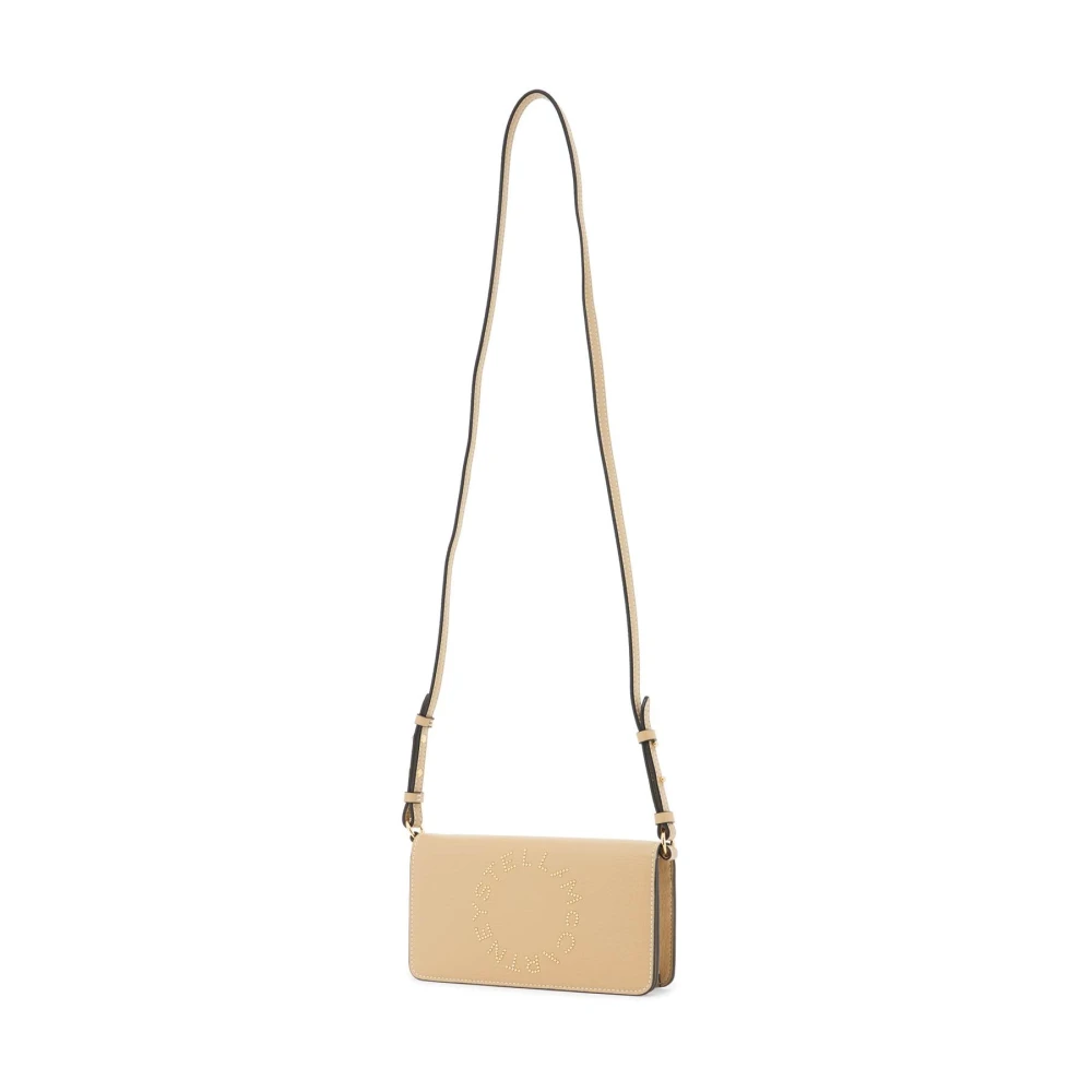 Stella Mccartney Mini Logo Print Schoudertas Beige Dames