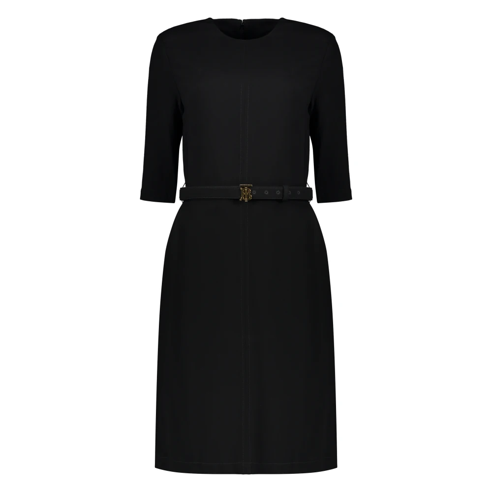 Burberry Contrast Gestikte Viscose Jurk Black Dames