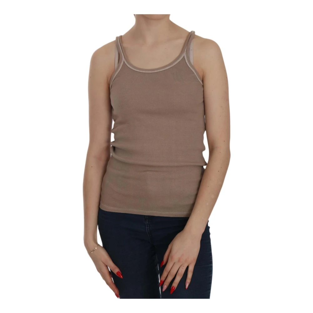 PINK MEMORIES Brown Sleeveless Spaghetti Strap Top Blouse - IT40|S - Image 2