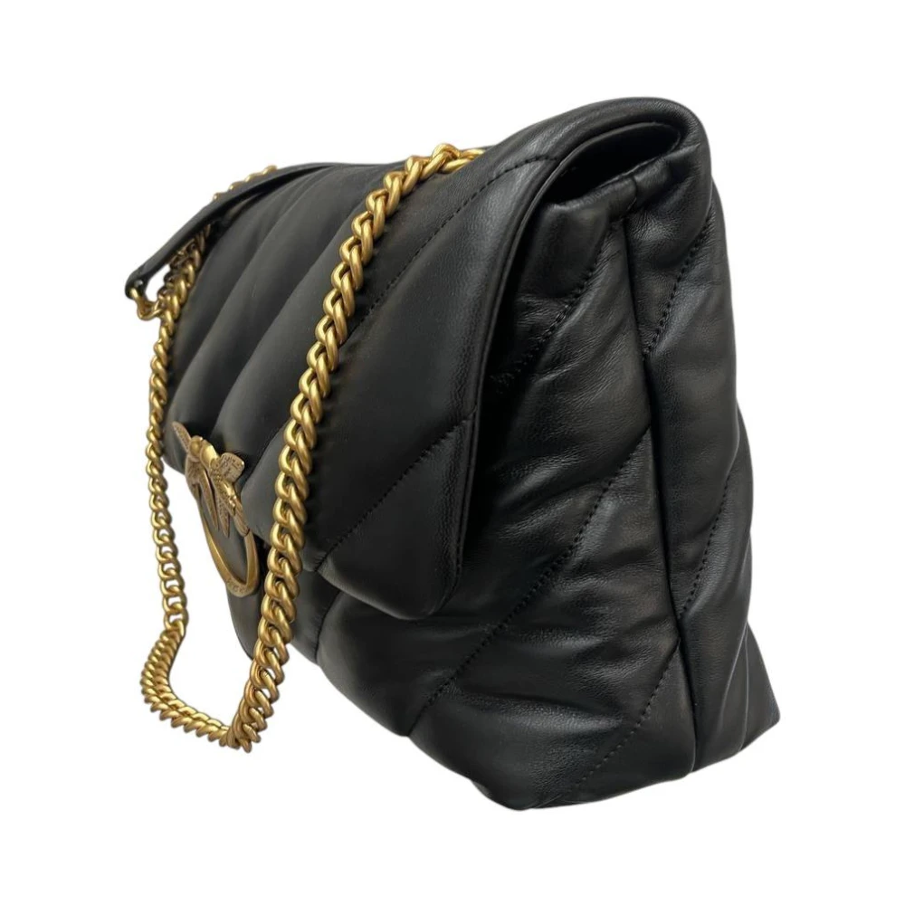 pinko Grote Puff Schapenleer Clutch Black Dames