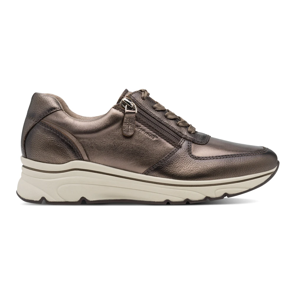 Tamaris Urban-Chic Bruine Sneakers met Dubbele Rits Dames Schoenen