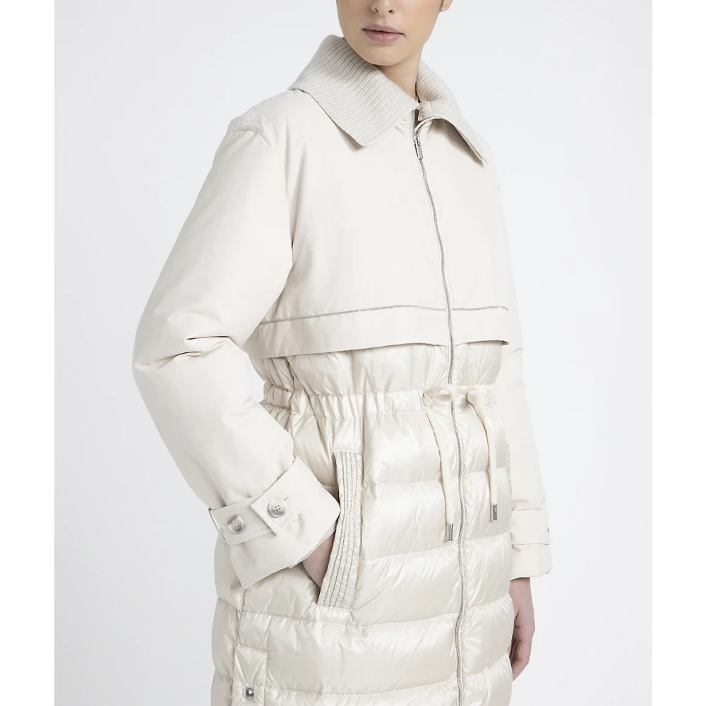 PESERICO Lang trenchcoat gevuld met dons en waterdicht Beige Dames