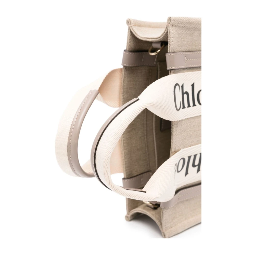 Chloé Grijze Linnen Canvas Leren Tas Gray Dames