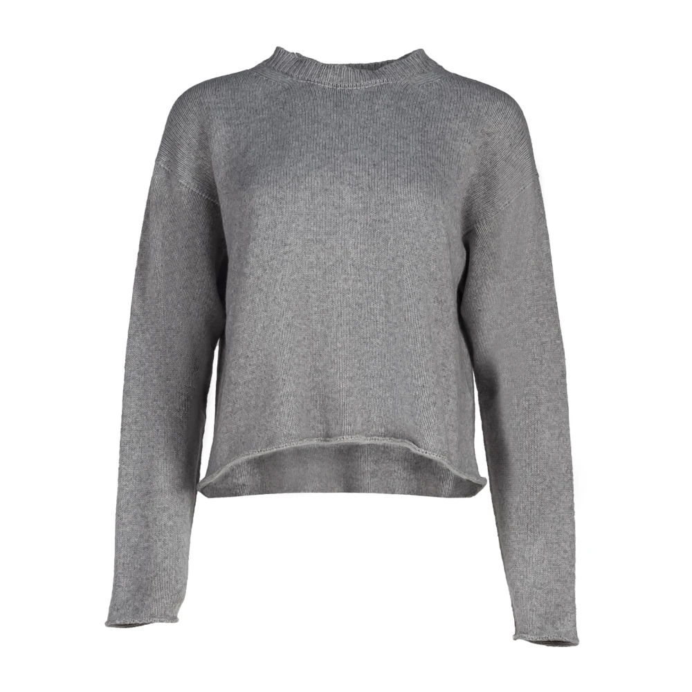 Liviana Conti Grijze Cashmere Blend Roll-Edge Sweater Gray Dames