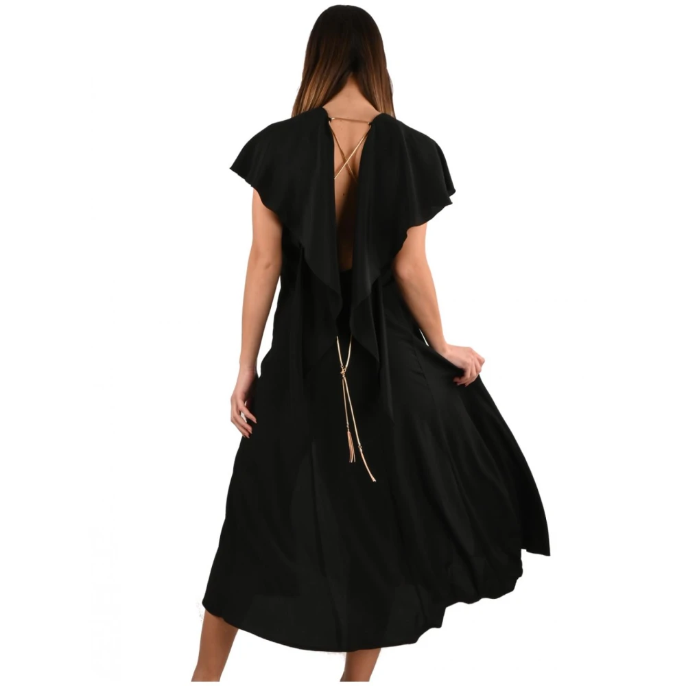 Simona Corsellini Polyester jurk met gouden kettingdetails Black Dames