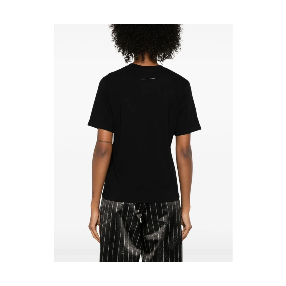 MM6 Maison Margiela Logo Crew Neck T-shirt Black Dames