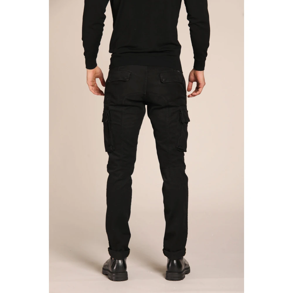 Mason's Extra Slim Fit Cargo Broek in Gabardine Black Heren