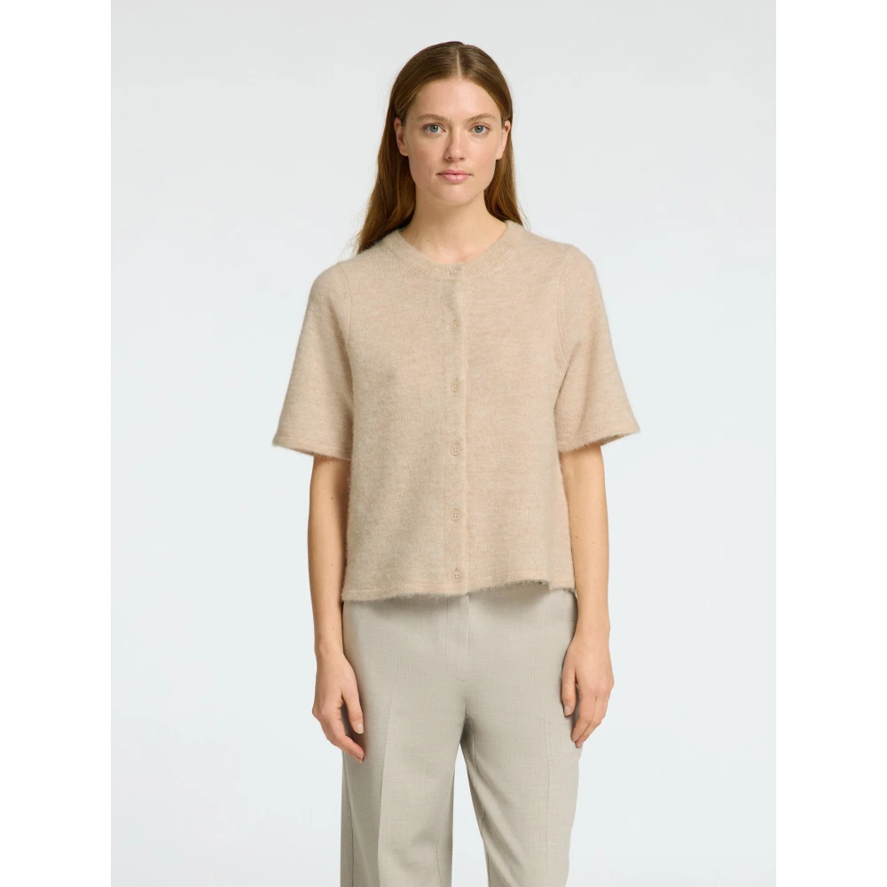 Selected Femme Birch Melange Knit Cardigan Beige Dames
