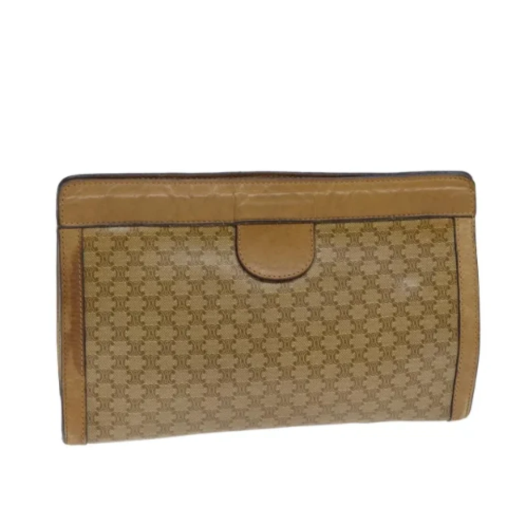 Celine Vintage Pre-owned Canvas clutches Beige Dames
