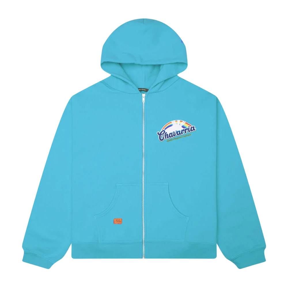 Willy Chavarria Men's Blue Cotton Sweatshirt With Logo - Zip-Throughs - L - Sweatshirts & Hoodies