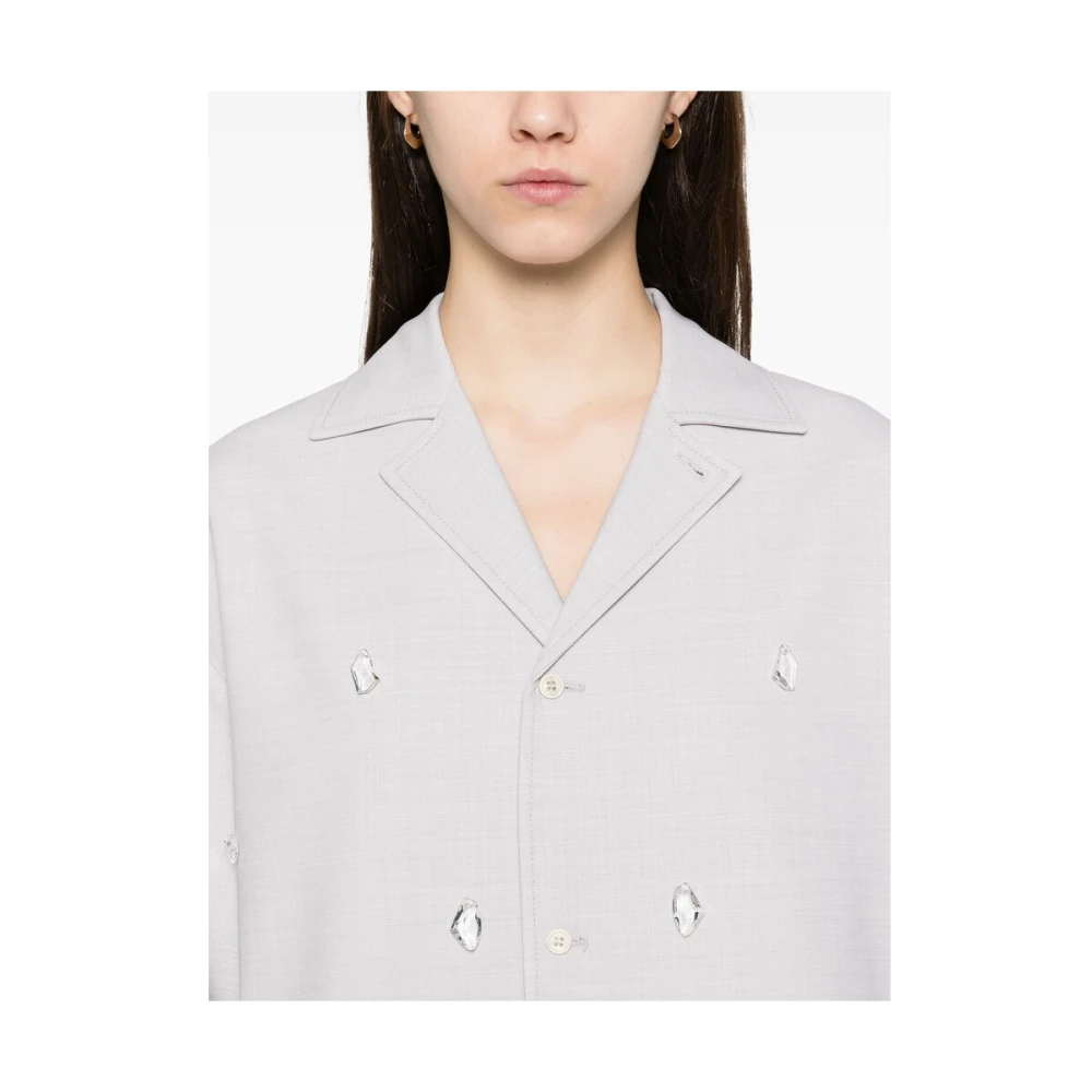 Fabiana Filippi Lichtgrijze Jas met Knoopsluiting Gray Dames
