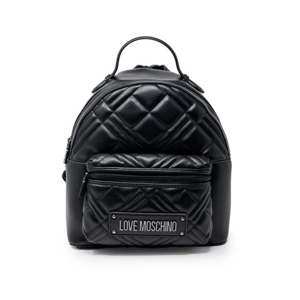 Love Moschino Verstelbare Banden Polyurethaan Damesrugzak Black Dames