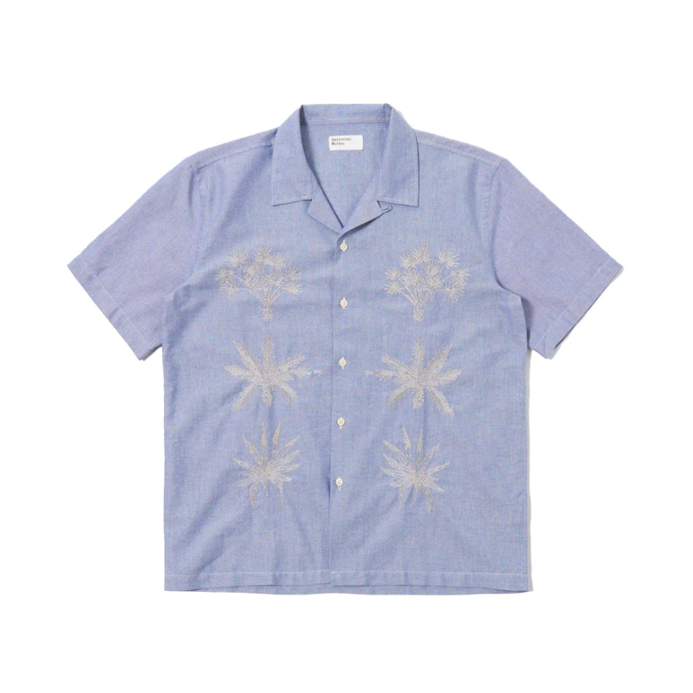Universal Works Men's Blue Road Trip Shirt Oxford - Short Sleeve Shirts - M - Shirts