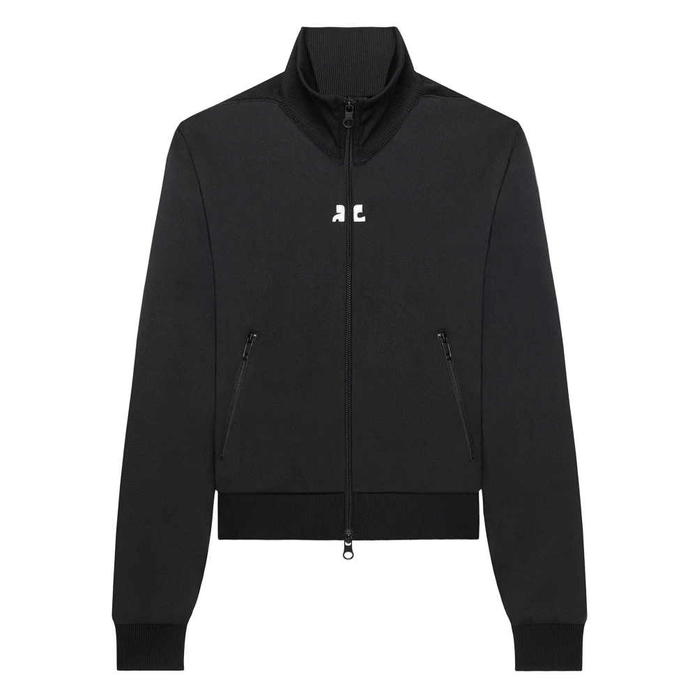 Courrèges Zwarte Jersey Rits Jas Black Dames