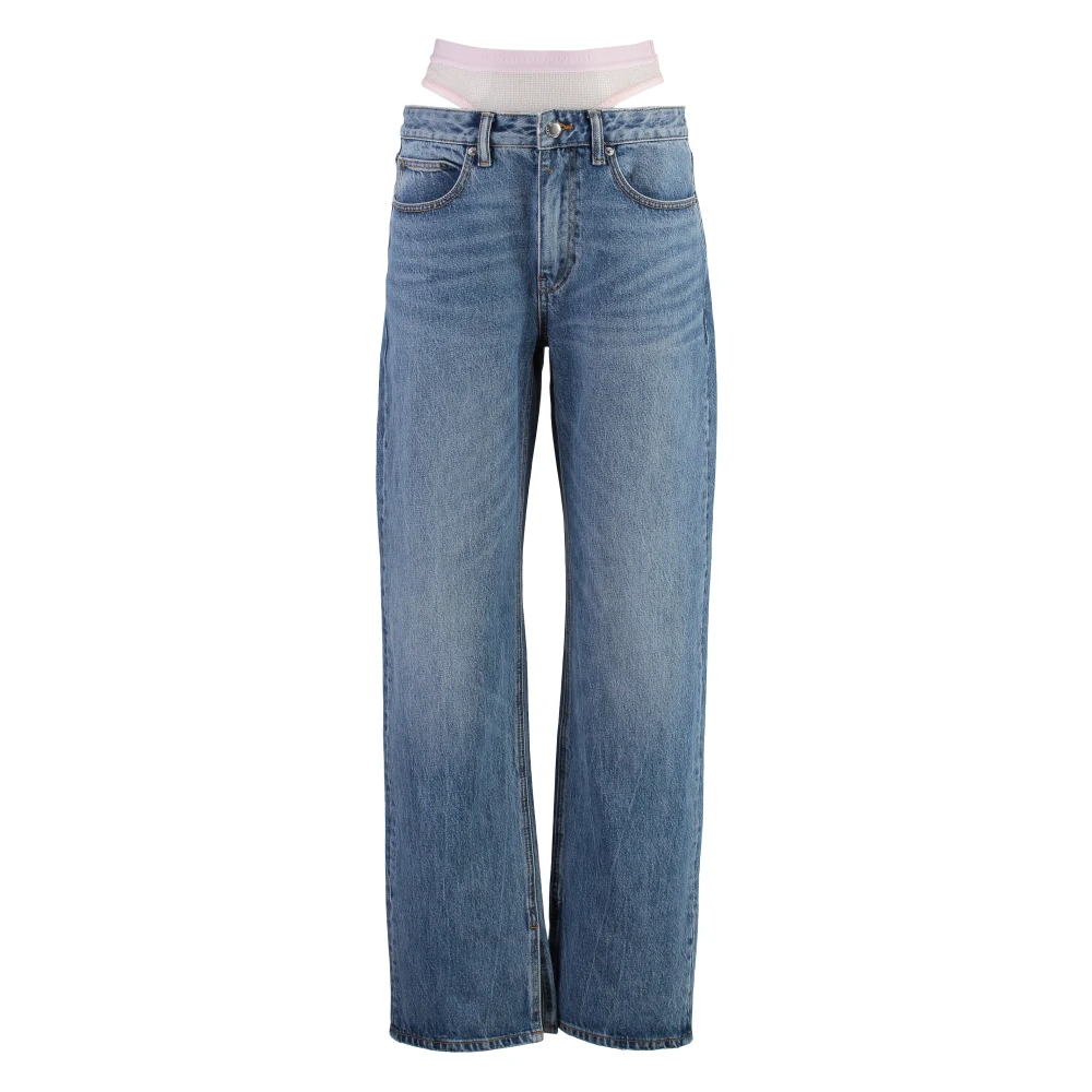 Alexander wang Straight-leg jeans met achterlogo label Blue Dames