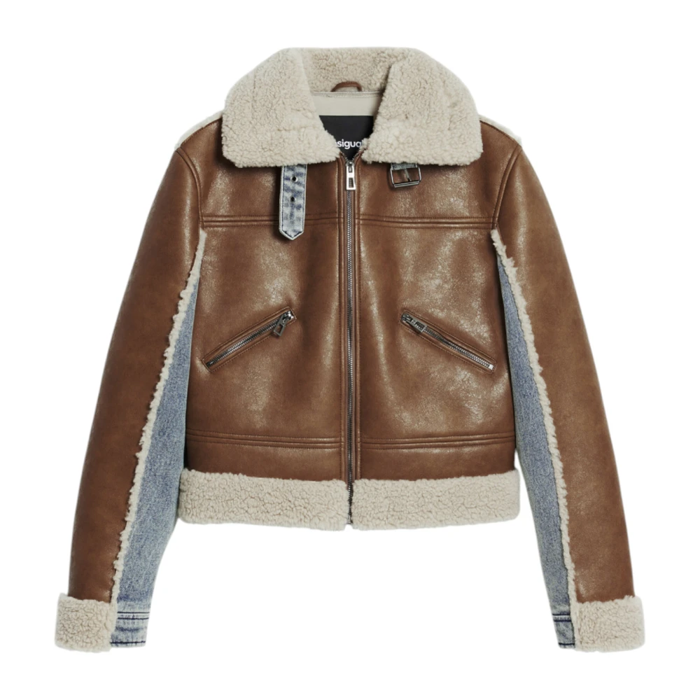 Desigual Kvinno Beige Jackor Dam, S, Bomull, Teddy Design Damrock