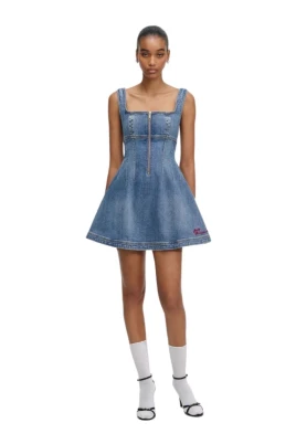 Denim Zip Mini Dress