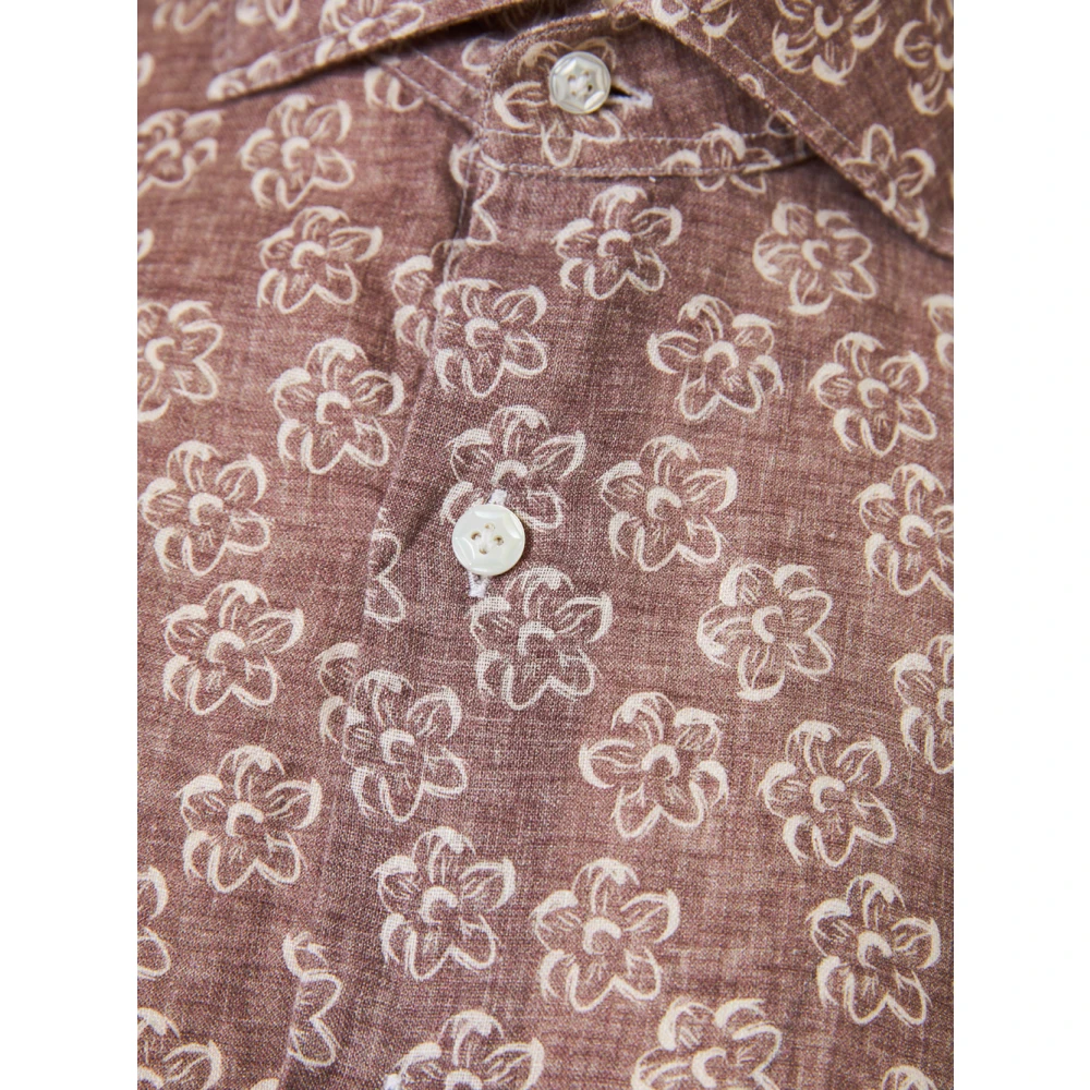 Barba Bloemen Linnen Overhemd Made in Italy Multicolor Heren