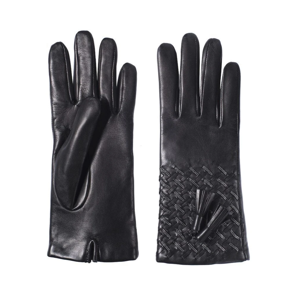 Restelli Guanti Elegante dames leren kasjmier handschoenen Black Heren