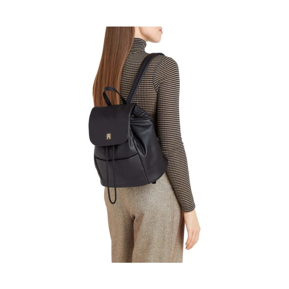 Tommy Hilfiger Zwarte Poppy Reform Flap Rugzak Black Dames