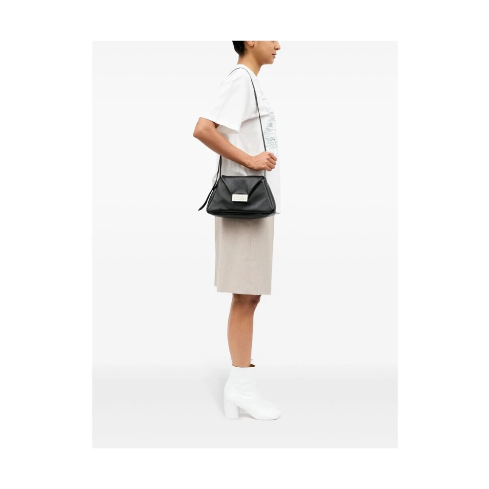 MM6 Maison Margiela Charcoal Grey Lederen Foldover Schoudertas Gray Dames