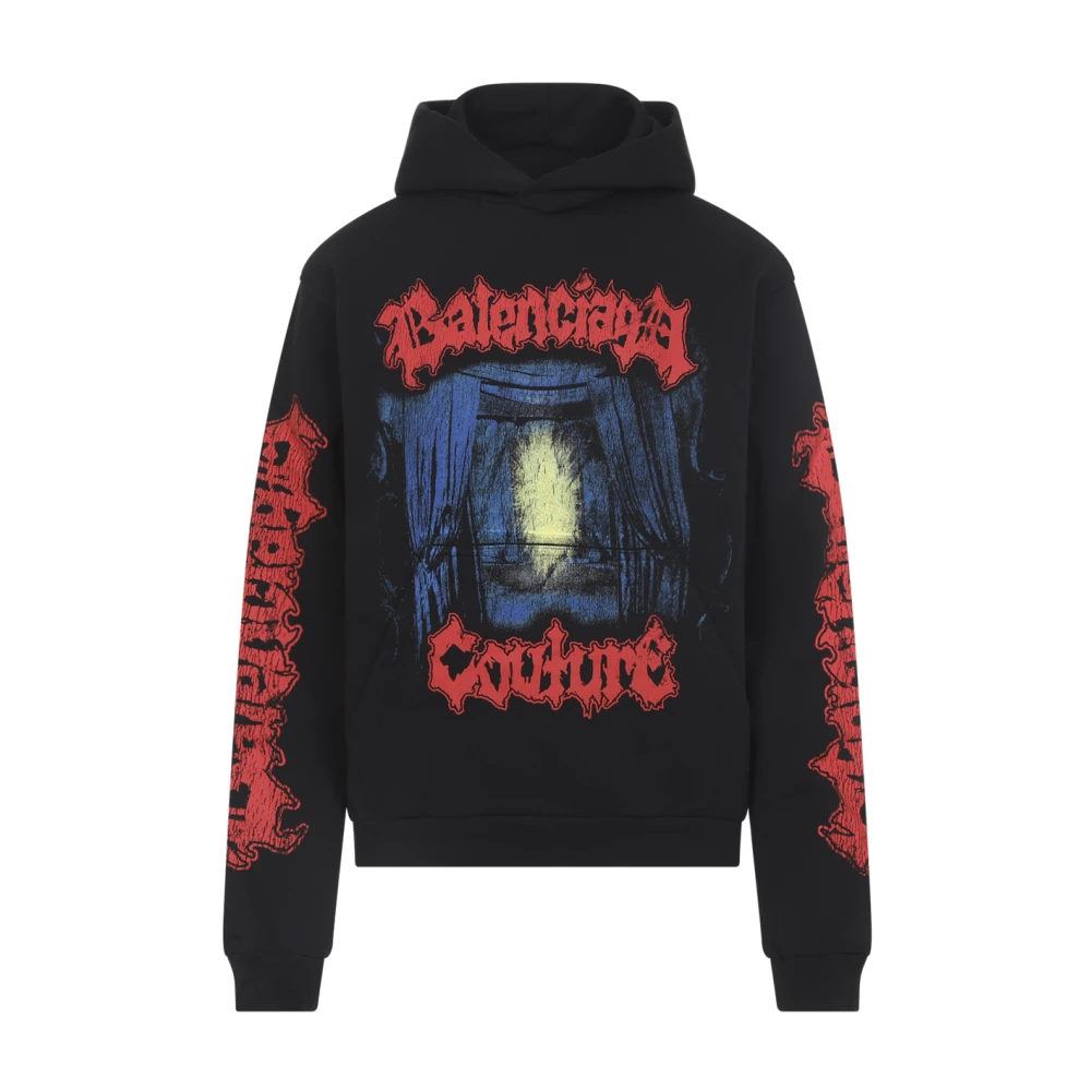 Balenciaga Women's Black Hoodies, S, Medium Fit Hoodie
