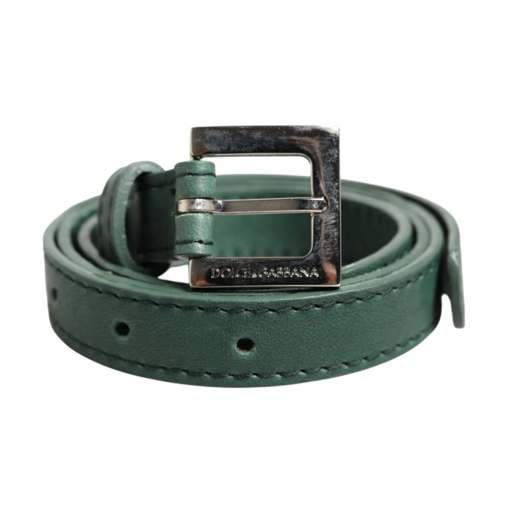 Dolce & Gabbana Women's Dark/Green/Silver Leather Belt With Buckle