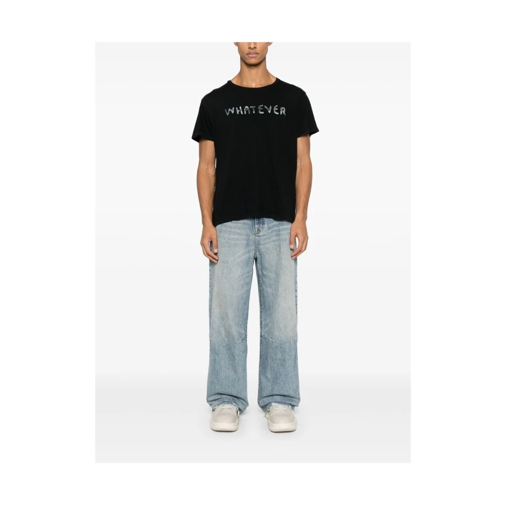 R13 Zwarte Crew Neck Korte Mouw T-shirt Black Heren