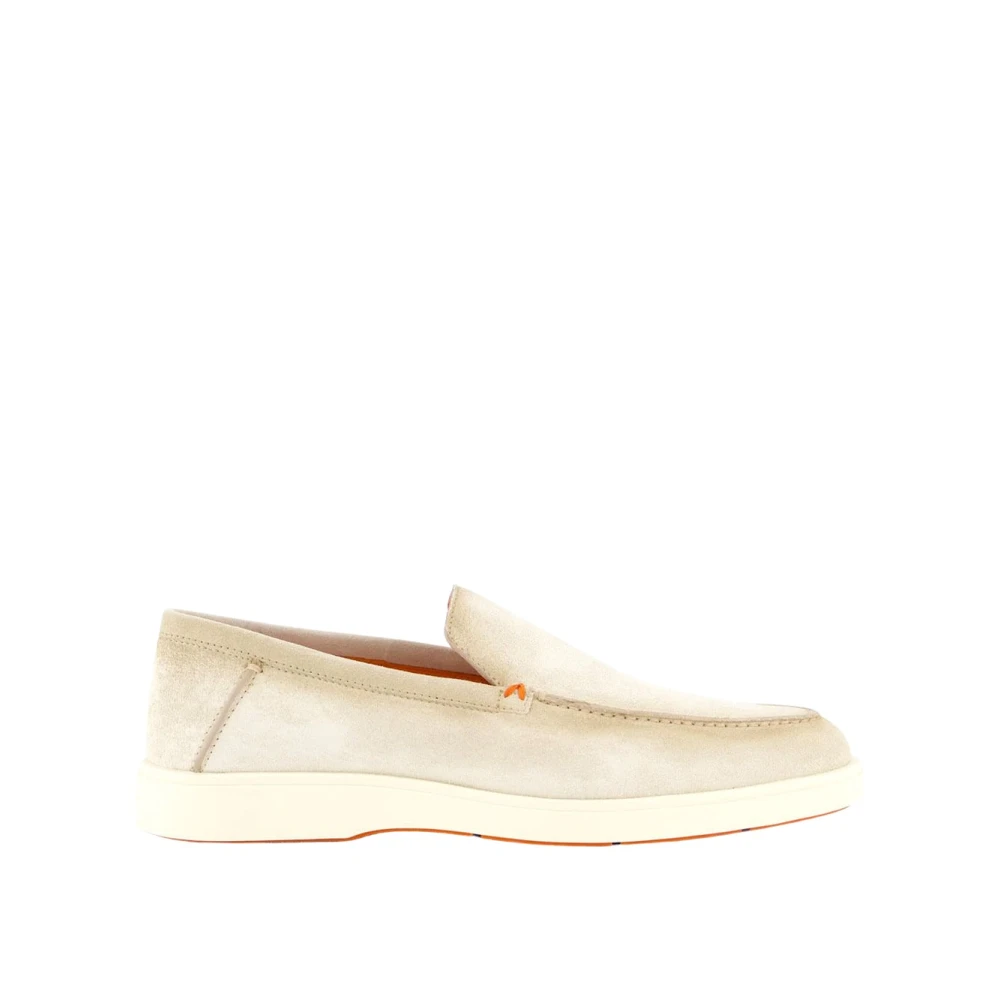 Santoni Men's Beige Classic Leather Loafers