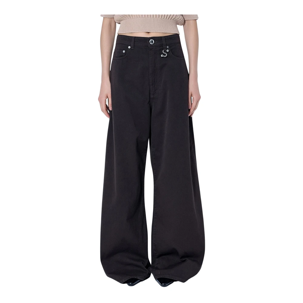 Sportmax Wide-Leg Trousers - Female - Wide Trousers - Brown - W26 - Trousers
