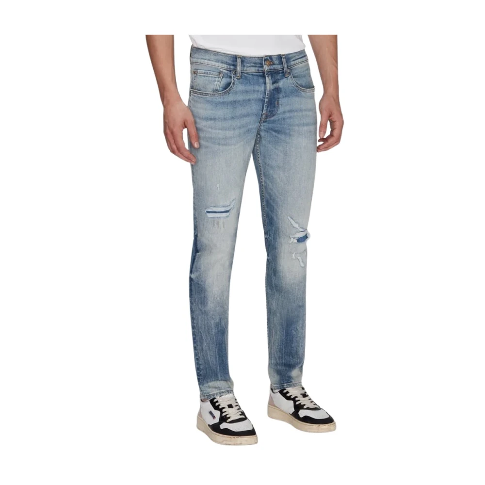 7 For All Mankind Men's Blue Slim Fit Jeans, W34, Slimmy Tapered Stretch Tek Wave Jeans