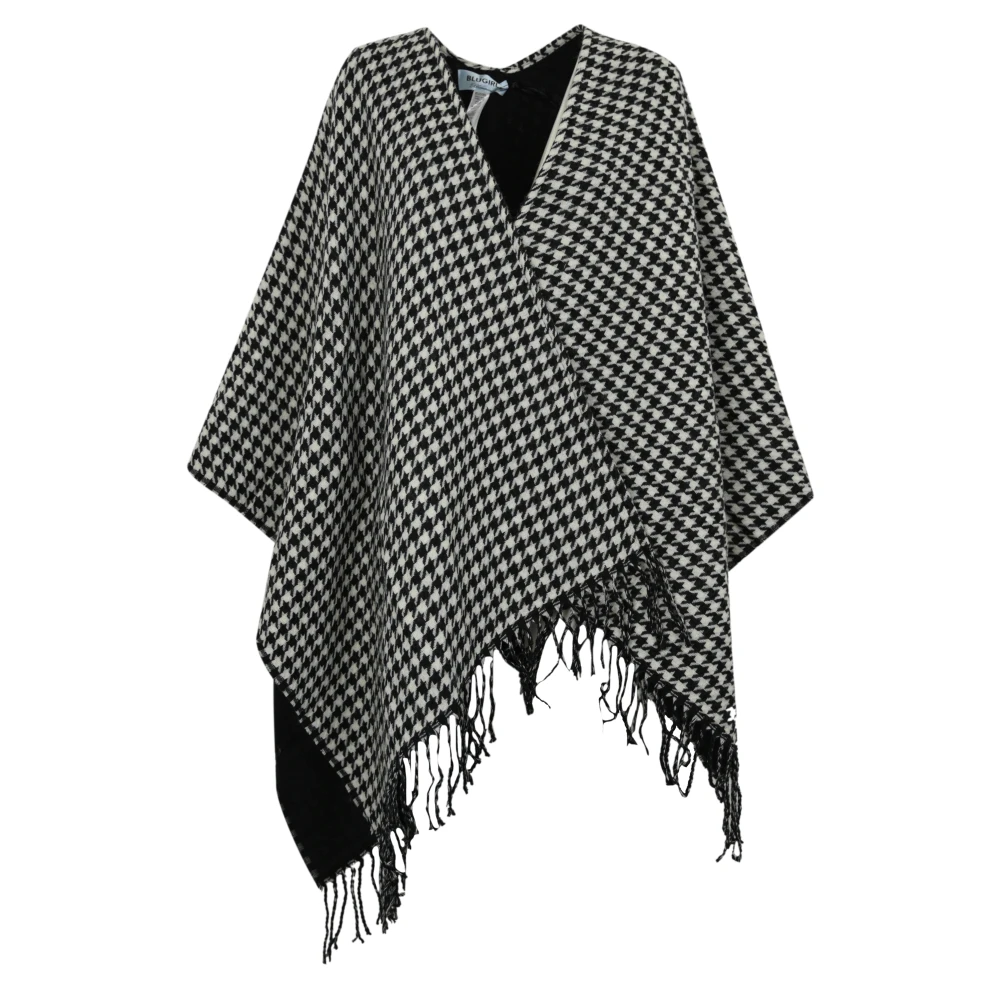 Blugirl Zwarte wollen poncho met franjes Black Dames
