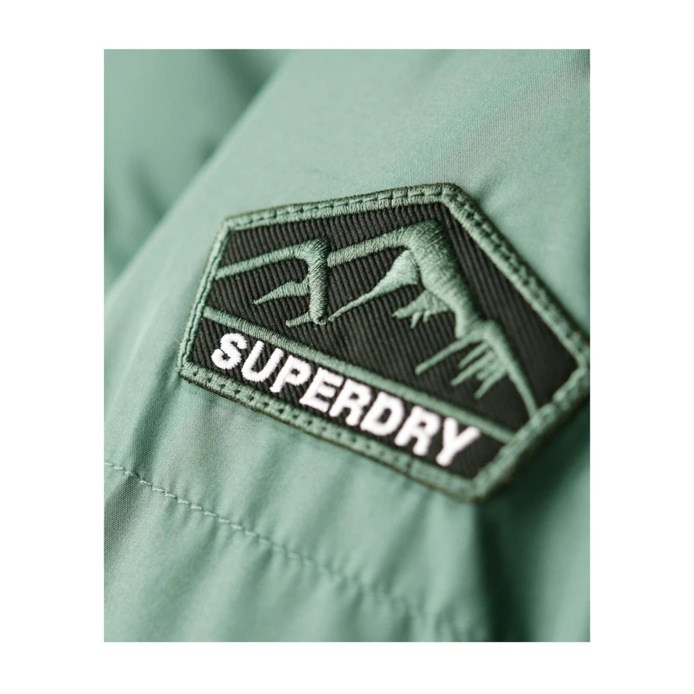 Superdry Gerecyclede Polyester Gewatteerde Hoodie Jas Green Dames