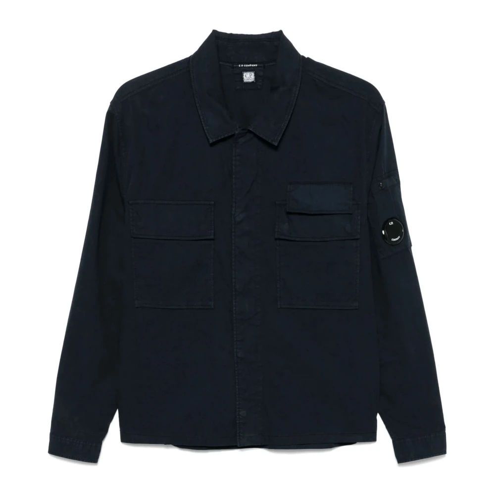 C.P. Company Navy Blauwe Shirt met Rits Blue Heren