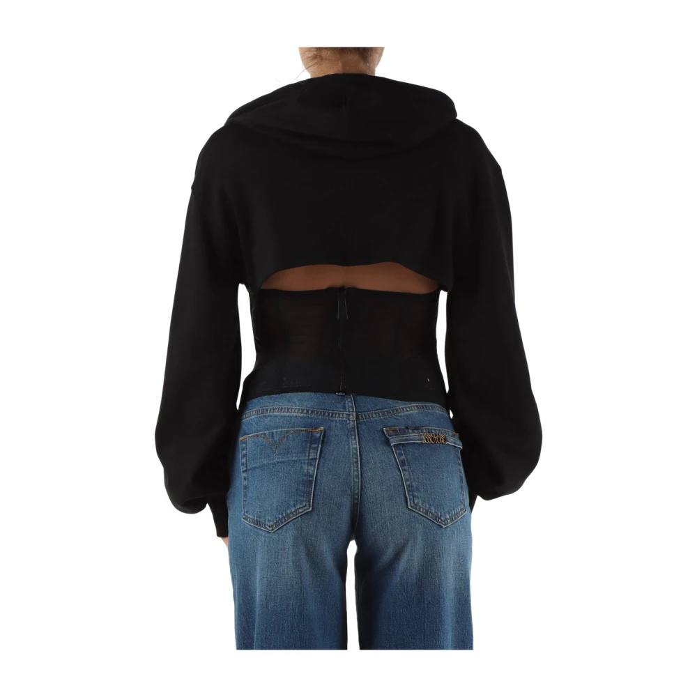 Versace Jeans Couture Katoenen sweatshirt met bustierinzetstuk Black Dames