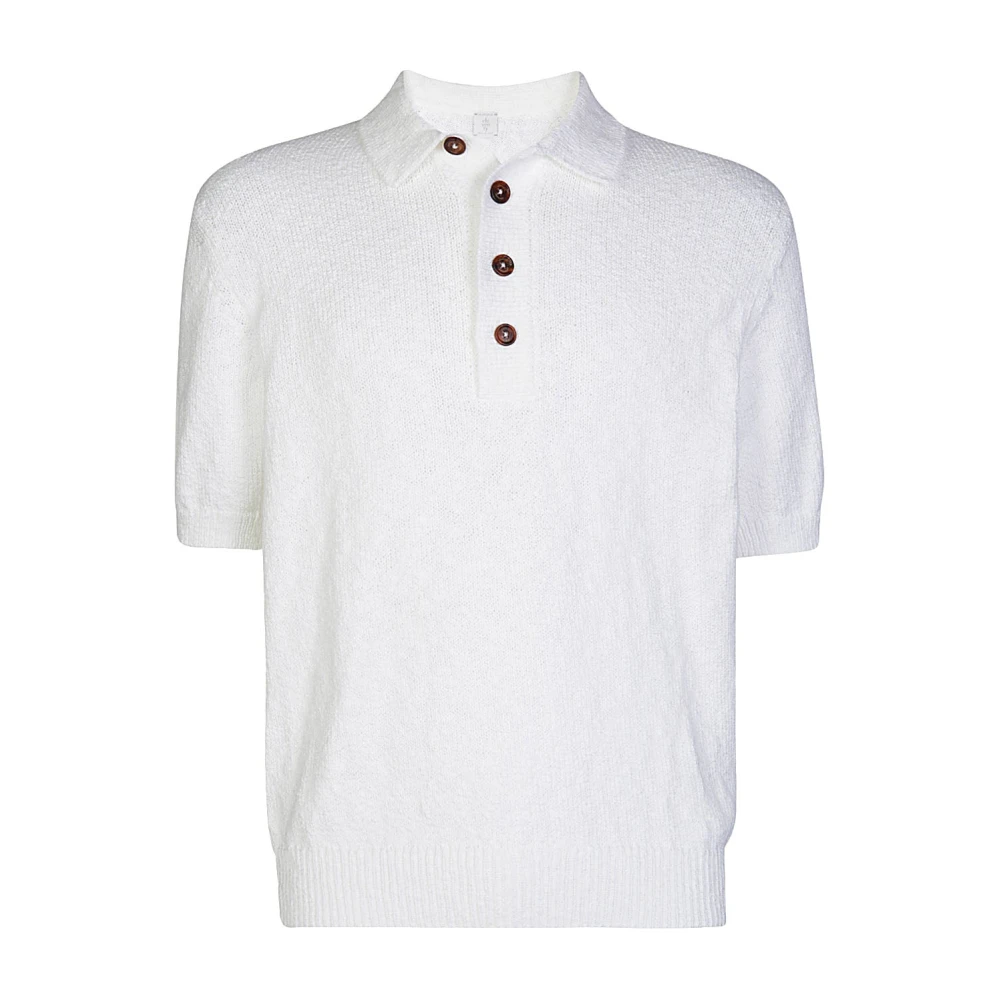 Eleventy Katoenen poloshirt met hoornknopen White Heren